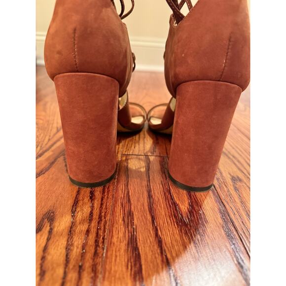 Vince Camuto Wendell Womens 7.5 Brown Tan Suede Shoes Lace Up Gladiator Sandals - Picture 9 of 16
